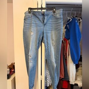 Maurices Light Blue Distressed Skinny Jeans